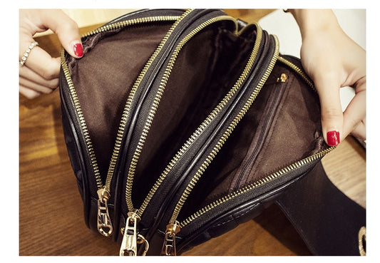 New autumn Korean fashion trend wild three-layer rhombic female bag shoulder diagonal bag