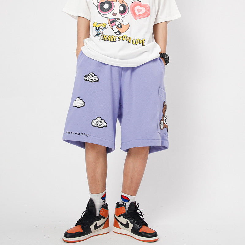 Fashion Printing Street Couple Loose Five-point Pants