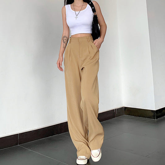 Women's Retro High Waist Slim Loose Casual Pants
