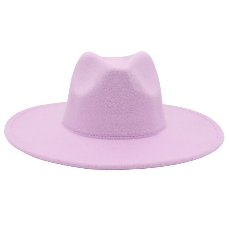 Large Brim Solid Color Cashmere Fashion Felt Jazz French Top Hat
