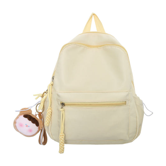 Women's Japanese Style Solid Color Raw Backpack Cute And Lightweight Travel