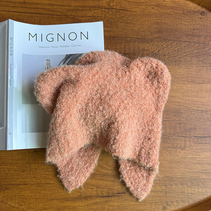 Warm Ear Protection Wool Blended Bear Ear Knitted Hat