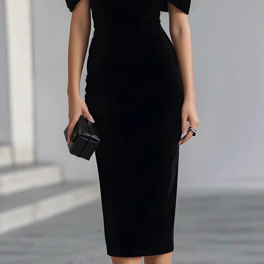 Commuter Womens Off-shoulder Halter Formal Dress In Gold Velvet