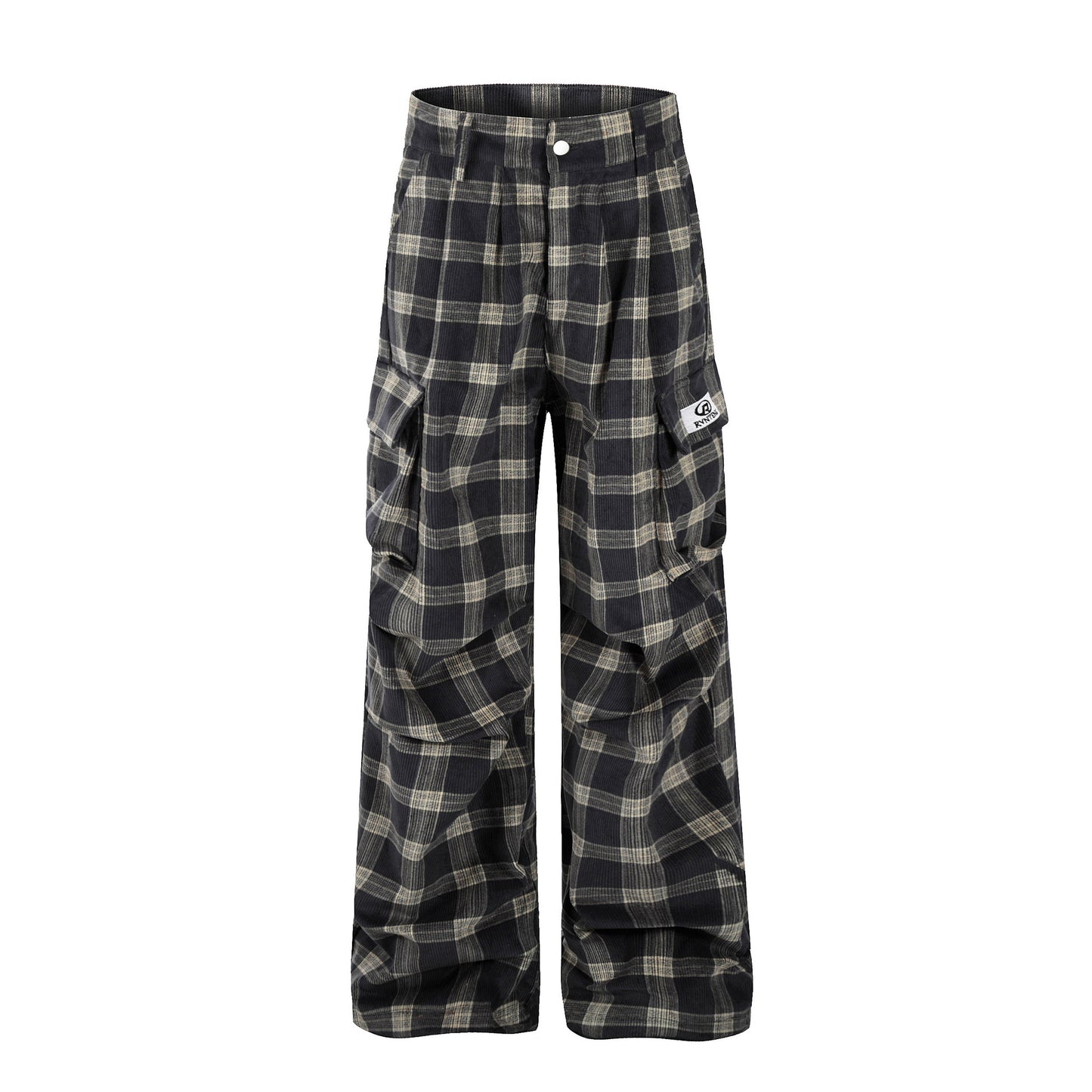 American Retro Hot Girl Cargo Pocket Plaid Casual Trousers