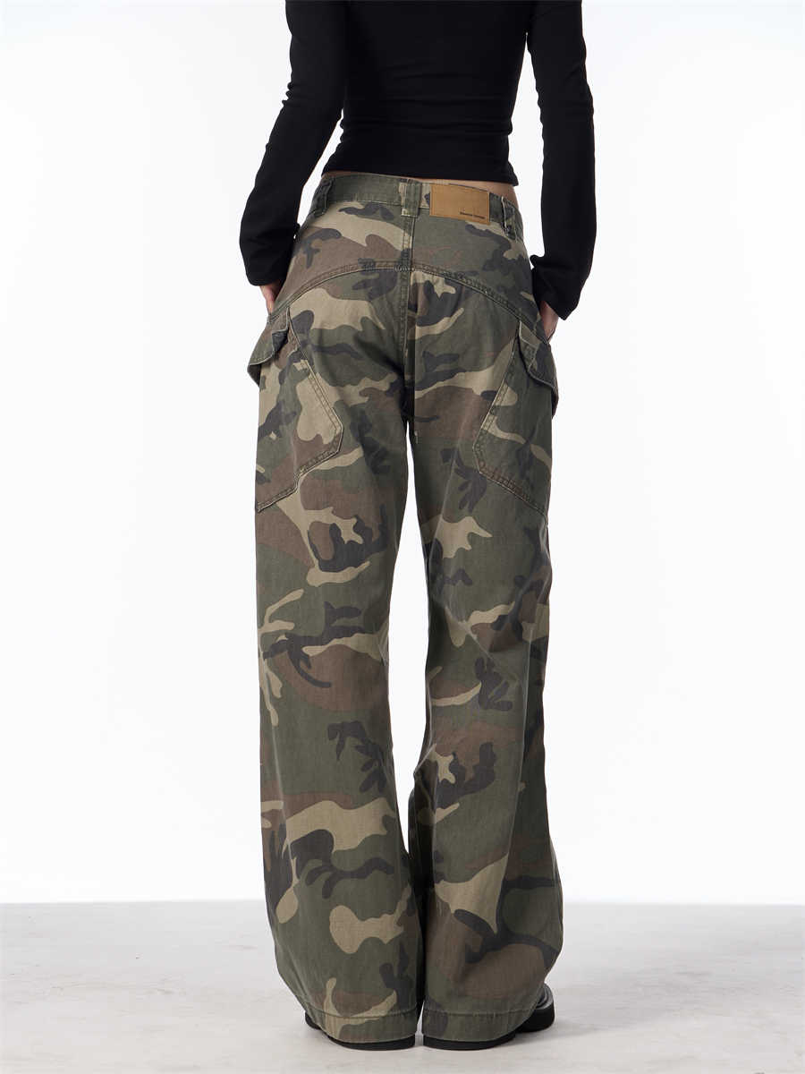Camouflage Cargo Pants Women's Straight Loose Casual Trousers