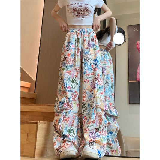 Farverige overalls med graffitiprint til kvinder