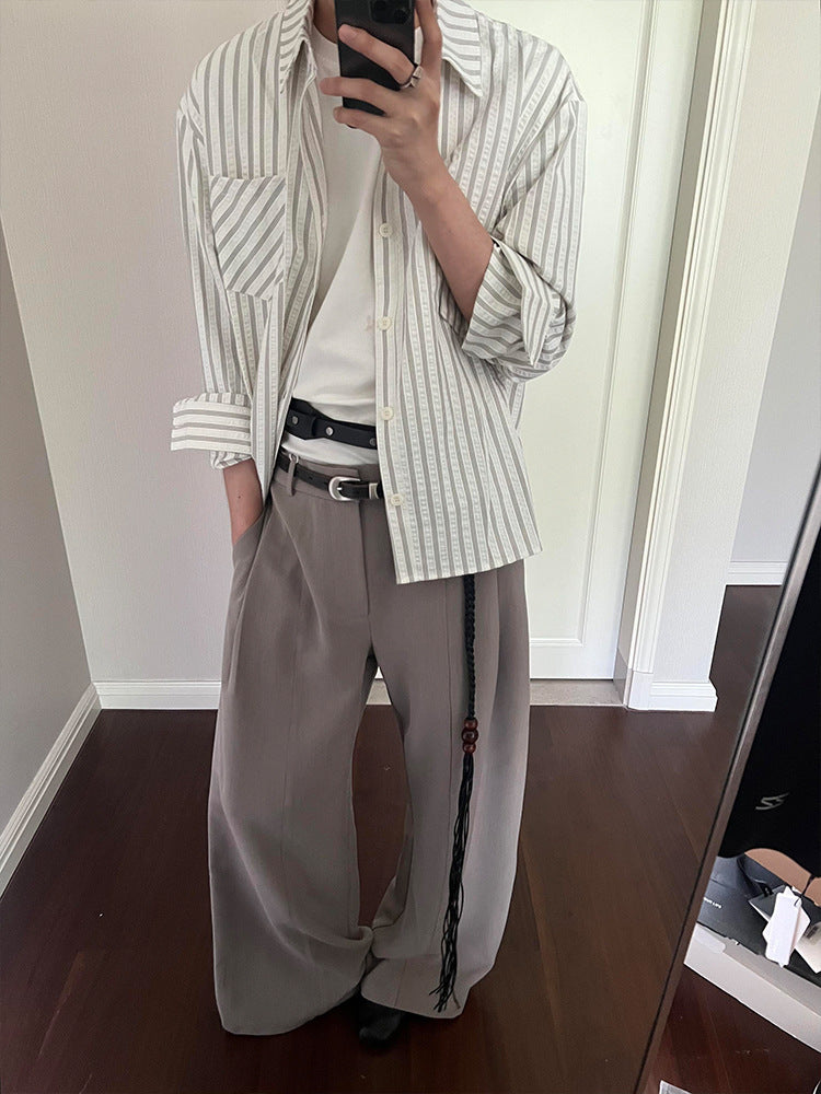 Men's Seersucker Striped Shirt