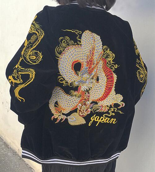 Heavy Industry Embroidery Velveteen Baseball Uniform Couple Jacket