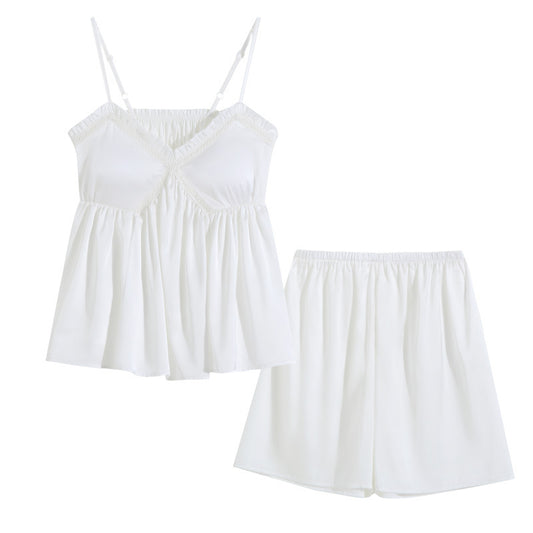 Womens Summer Slip Nightwear Set Ice Silk Pajama Pants And Top Combo
