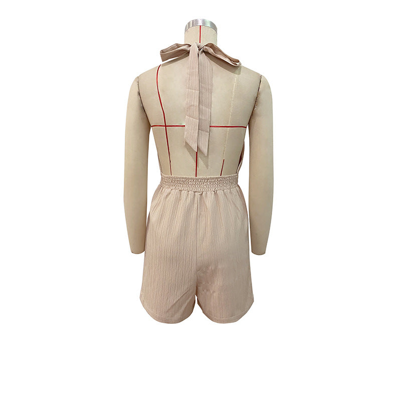 Women's Cross-halterneck One-piece Shorts