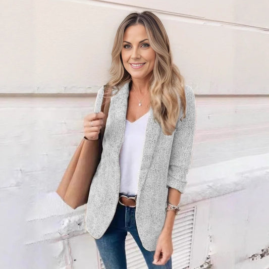 Retro Peak Lapel Light Gray Suit Worsted Arabesquitic Fabric Temperament Commute Suit Jacket For Women