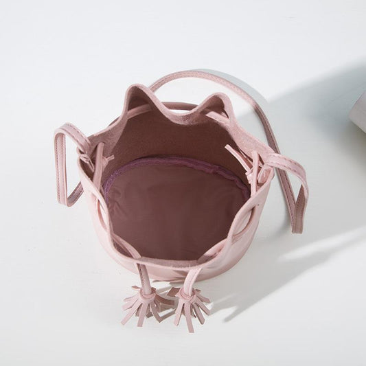 Women's fashion match color consistent wine rubber rope bucket bag