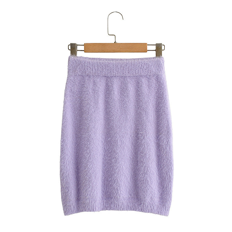 Mink-like Wool Skirt Women's Classic Style Knitted Skirt Hip Skirt