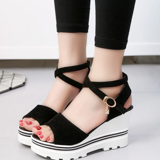 Spring and autumn waterproof fish mouth sandals high heels