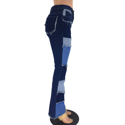 High Waisted Hip Flared Trousers