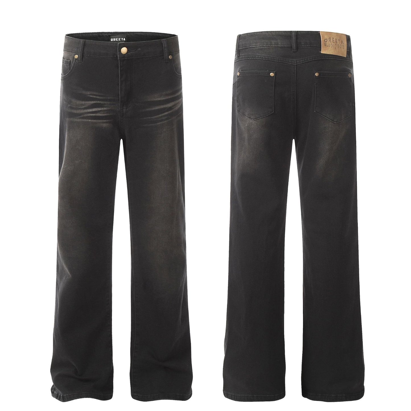 American Washed Black Jeans With Whiskers