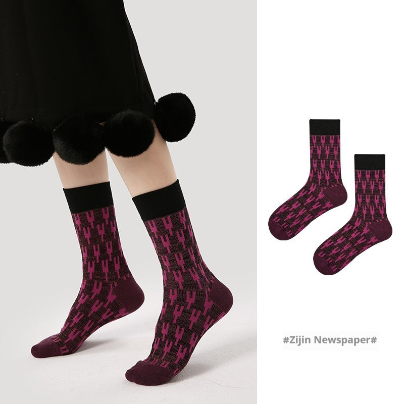 Niche Vintage Court Style Thin Middle-long Stockings