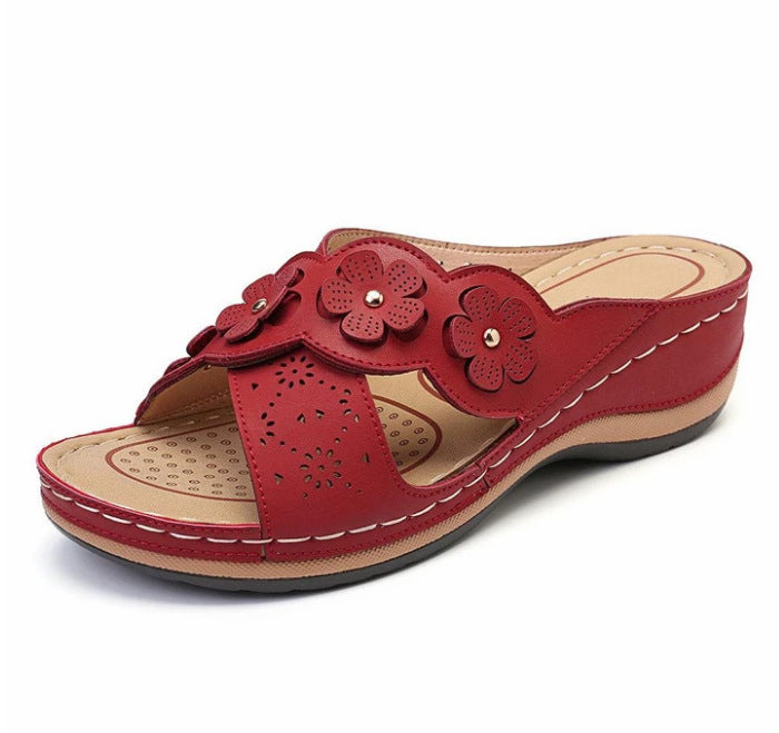 Cross retro flower super comfortable flat round toe shoes
