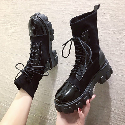 English style knitted Martin boots