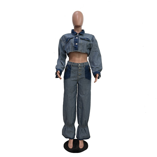 Women's Clothing Casual Multicolor Denim Suit