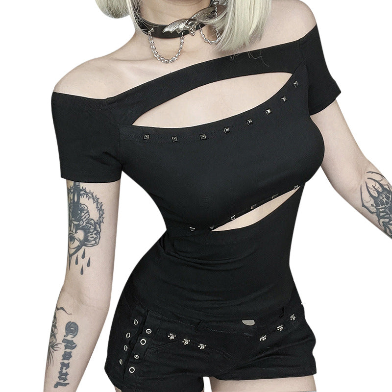 Womens Stylish Cinched-waist Off-shoulder Cropped Top