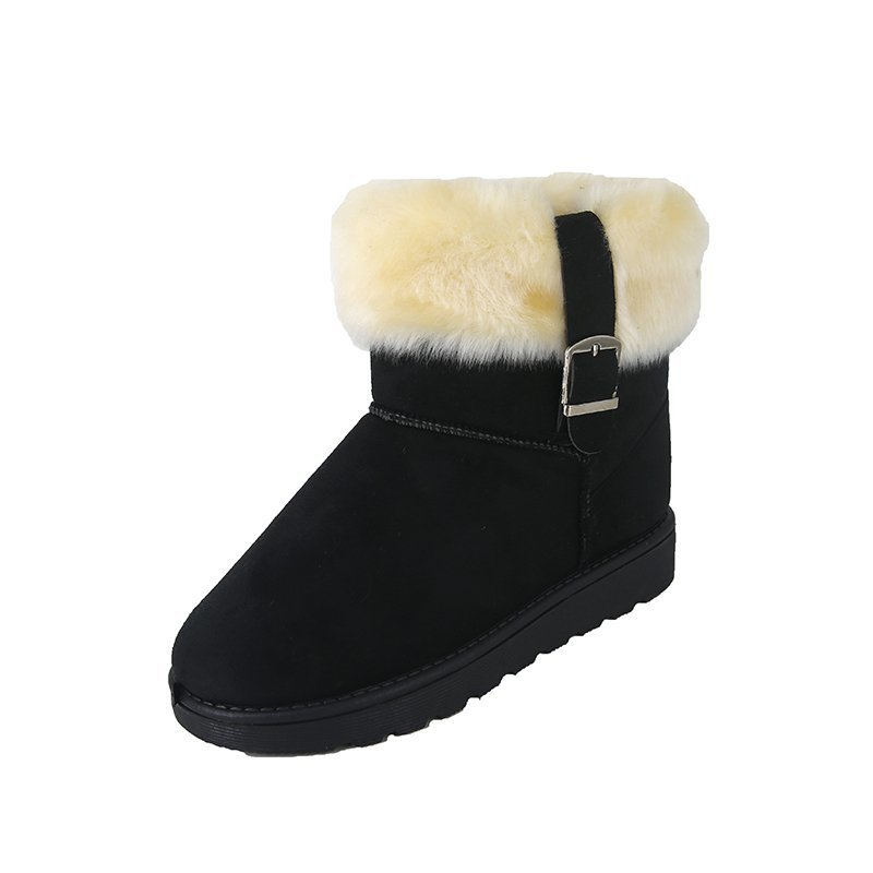 Flat Korean Version Of Thick Velvet Versatile Warm Ankle Boots