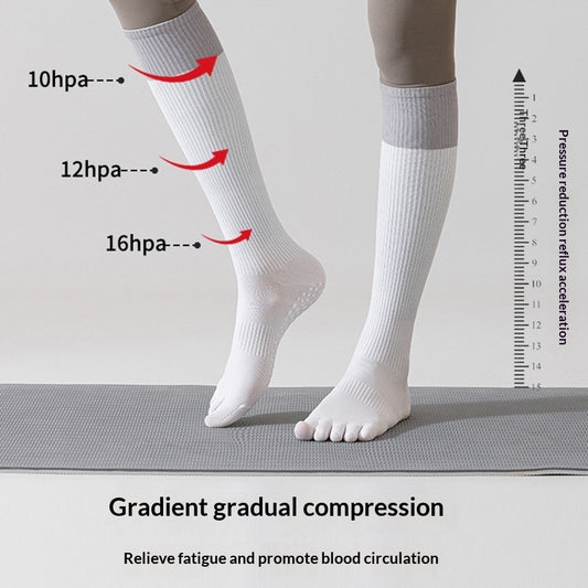 Womens Calf-length Fitness Socks For Running Muscle-support Compression Long Yoga Socks