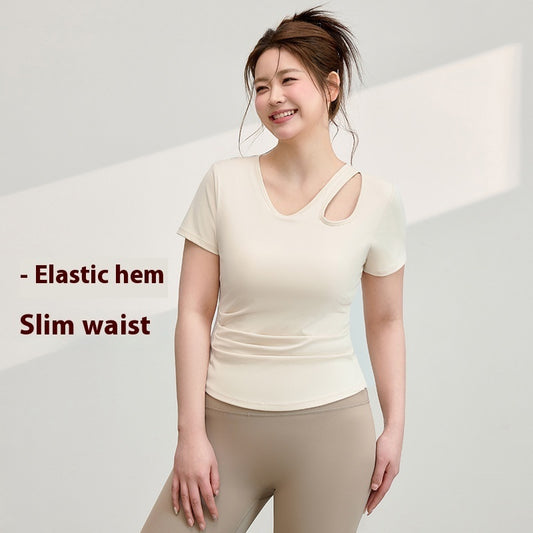 Plus Size Yoga T-shirt Women's Tight Top With Chest Pad