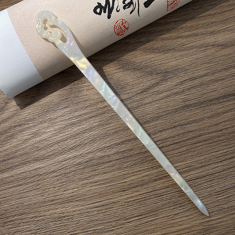 White Acetate Hairpin Simple Modern Hair Clasp