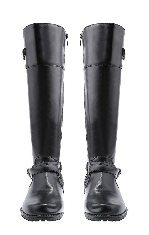 Women's Leather Boots With Zipper And Flat Bottom