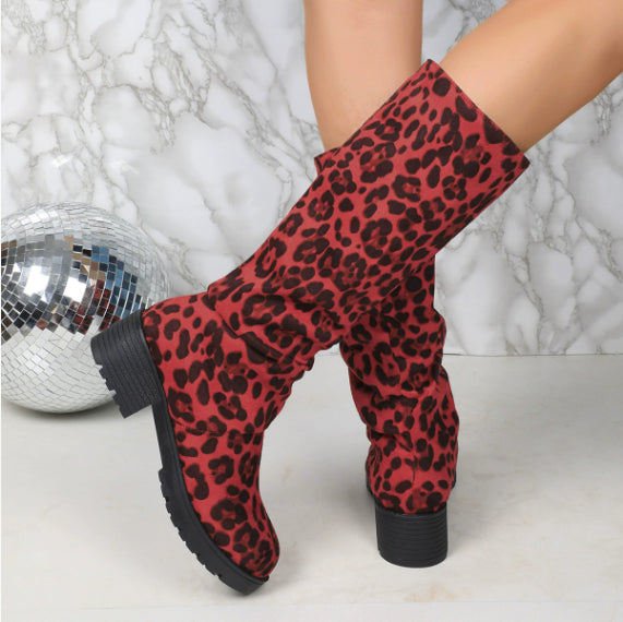 Autumn Long Tube Retro Chunky Heel Short Boots