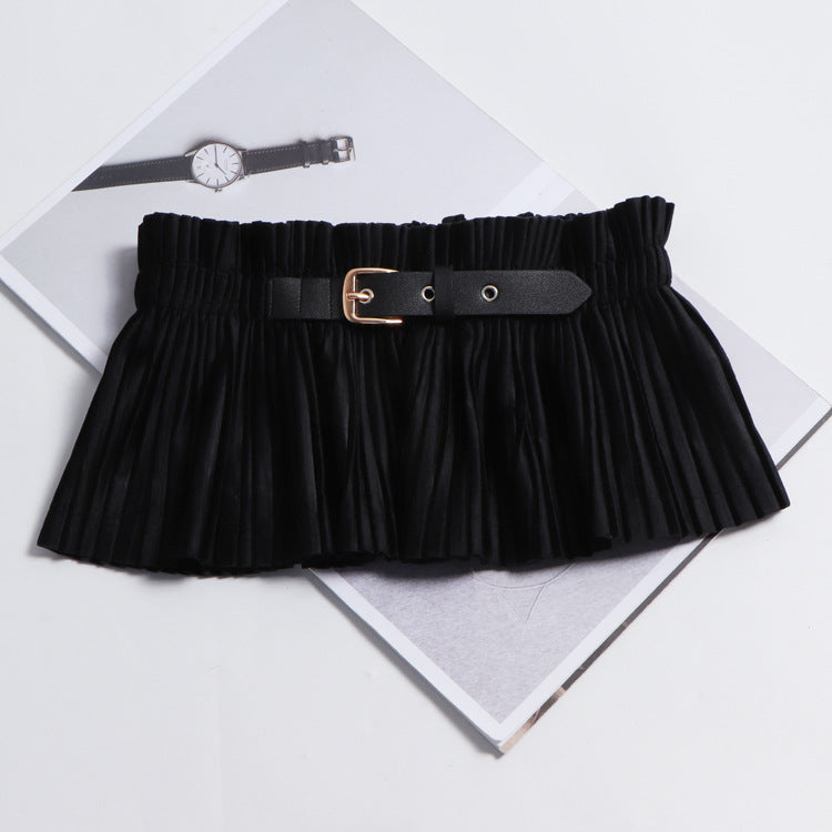 Ultra-wide Skirt Belt With Elastic Waistband Covering Belly