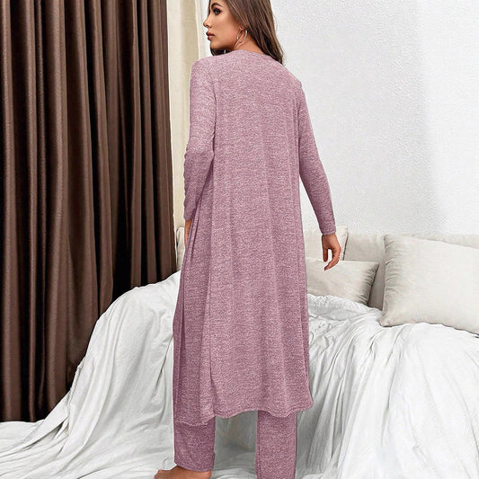 Womens Relaxed-fit Loose-fitting Solid-color Three-piece Set