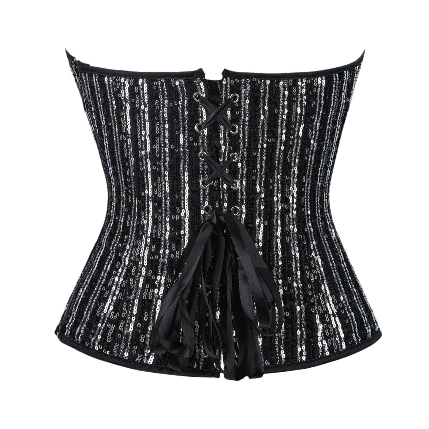 Silver Black With Paillettes Body Shaping Top Women's Tube Top Chest Support