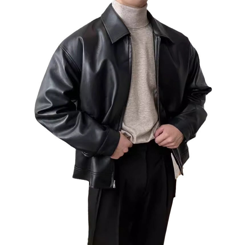 Læder Casual Baseball Uniform Motorcykeljakke