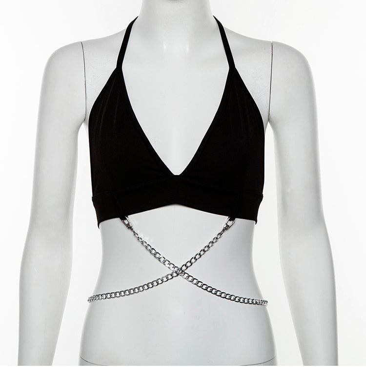 Lace Halter Top Hanger Chain Set