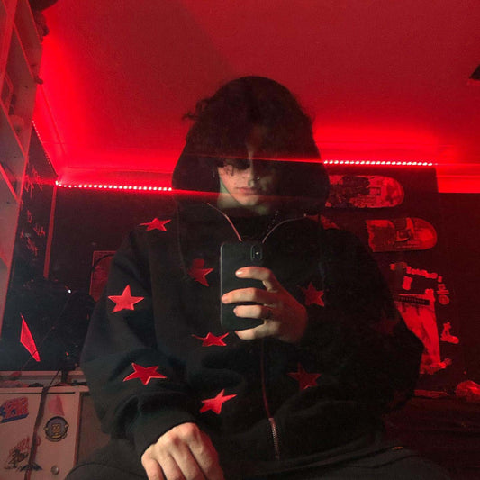 Jacket Female Tide Personality Embroidered Star Zip