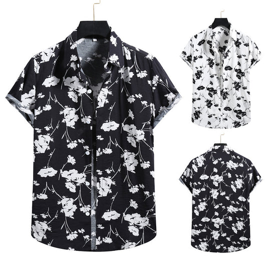 Men's Casual Fashionable Digital-Print Short-Sleeve Shirt
