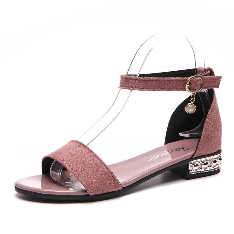 Korean round head flat bottom bag heel