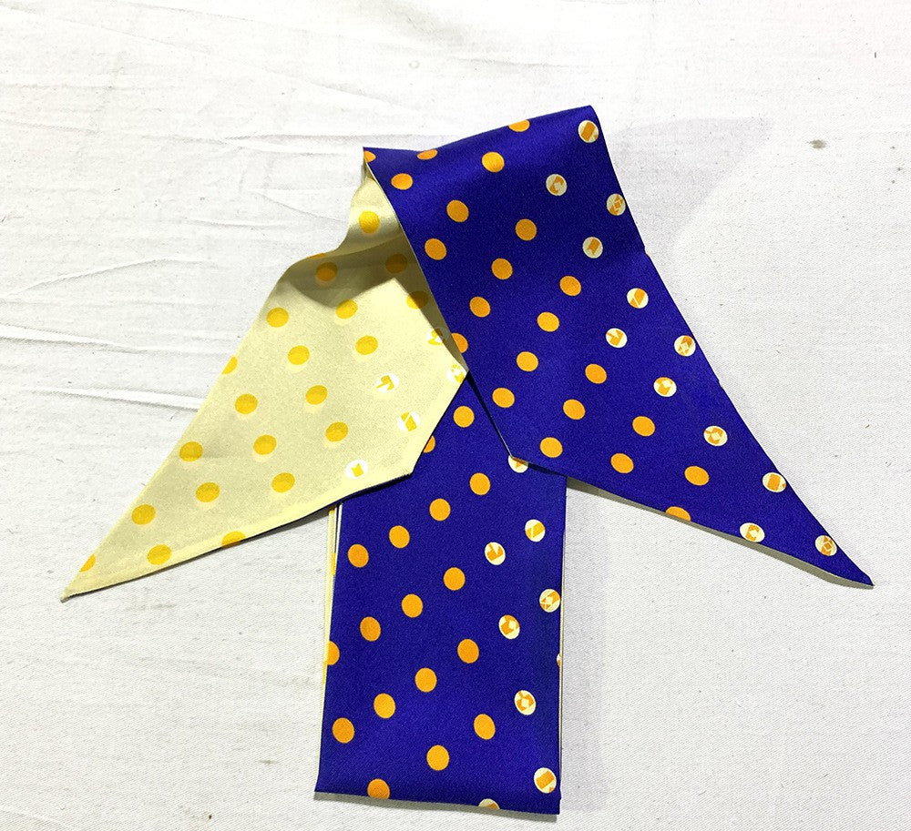 Polka dot double stitching small long scarf