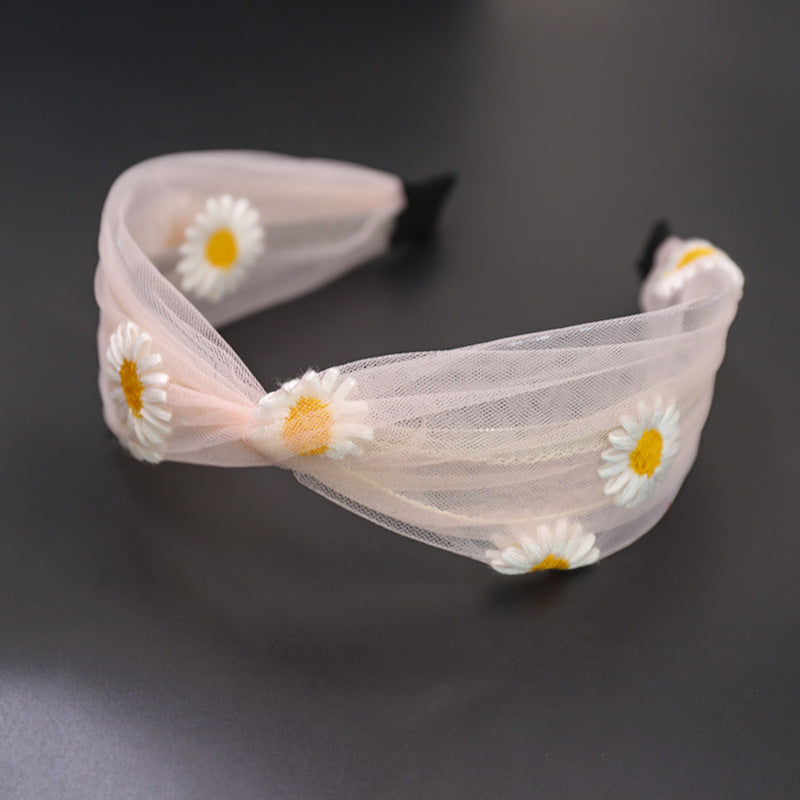 Lace transparent mesh embroidery small daisy headband