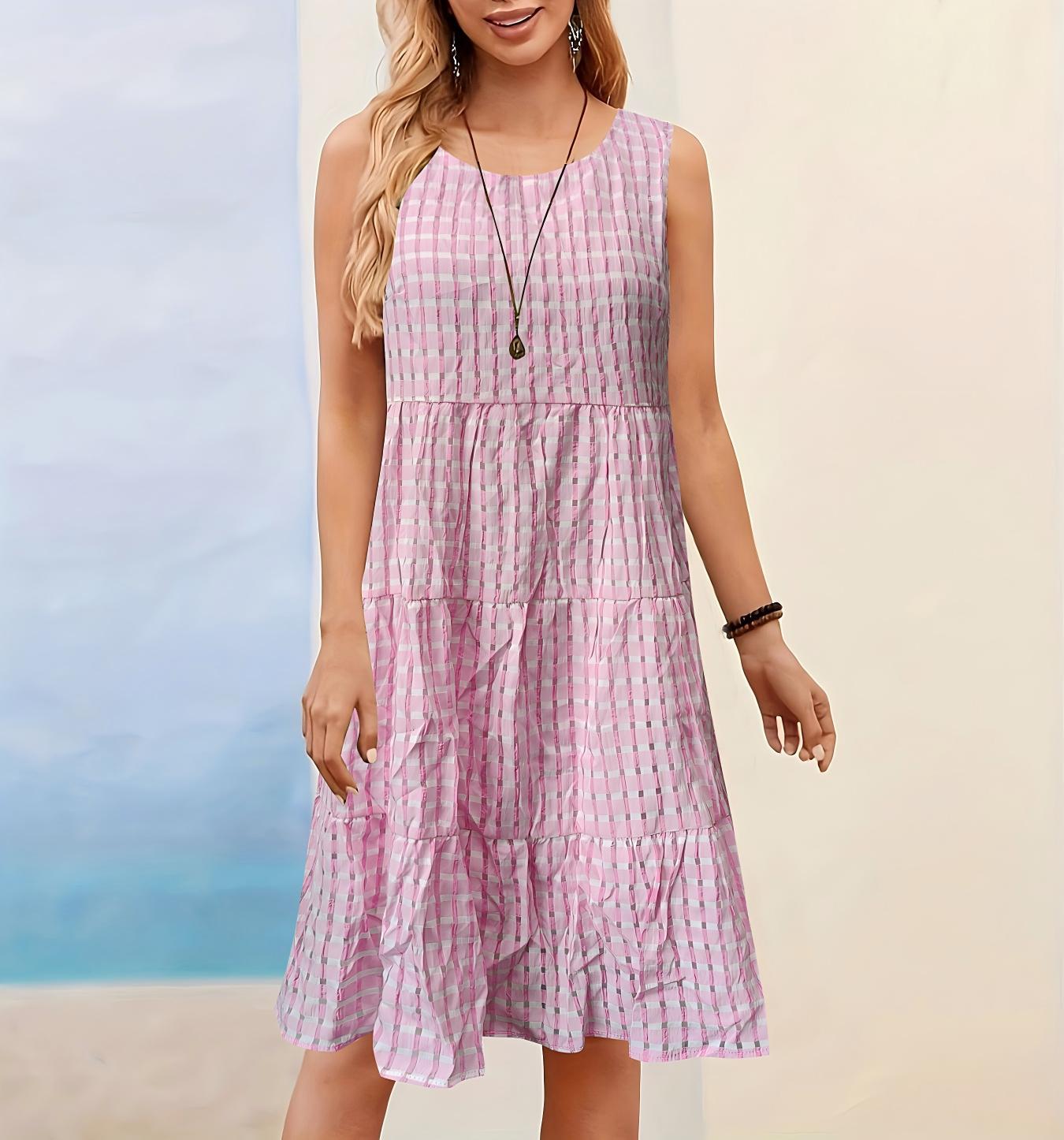 Women's Casual Solid-Colored Hollow-Out Vest Dress For Lunch Break