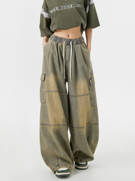 Amerikanske High Street Oversize Løse Multilomme Workwear Casual Bukser til Mænd og Kvinder