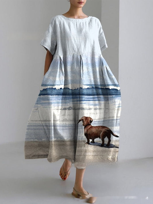 3D Fashion Womens Plus-size Elegant Short-sleeve Dress
