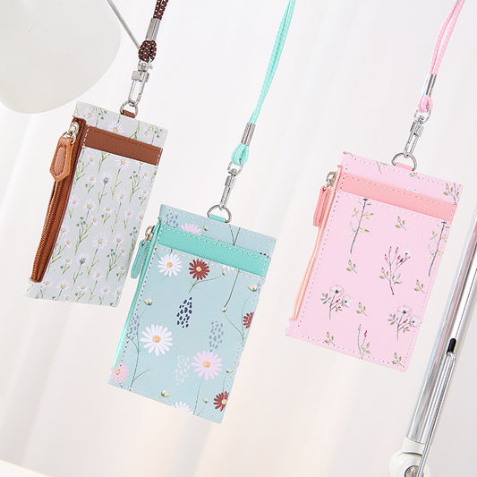 Fashion Simple Leather Belt Lanyard Card Holder