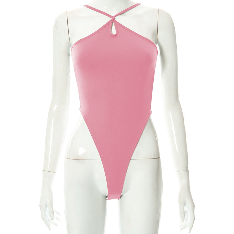 Dame Mode Strop Ensfarvet Bodysuit