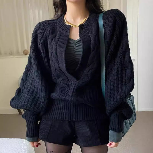 Twill Knitted Pullover Loose Colorized Sweater