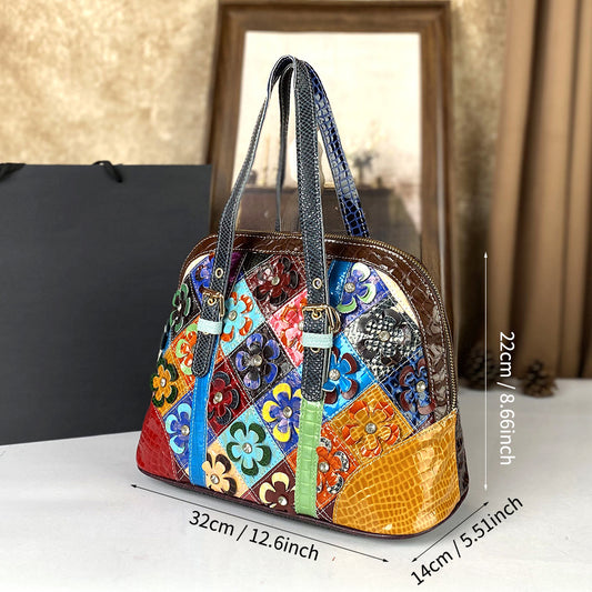 Stylish Patchwork Color-Block Womens Tote And Crossbody Bag