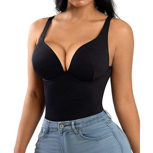 New Women's Solid Color Casual Versatile Plastic Jumpsuit Corset
