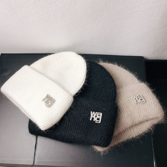 Rabbit Hair Double Fold Brim Knitted Hat